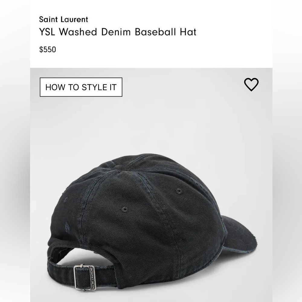 Saint Laurent
YSL Washed Denim Baseball Hat - Picture 8 of 9